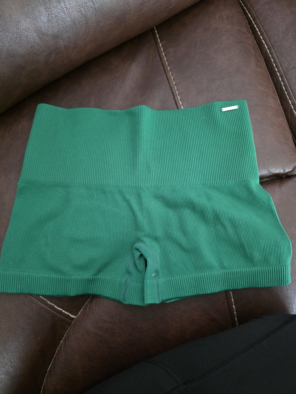 Savage X Fenty Emerald Ribbed High-Waist Seamless Shorts
